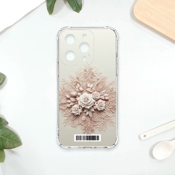 TRON IPhone 15 PRO 粉色蕾絲玫瑰系列 四角防摔載具殼 軟殼 手機殼