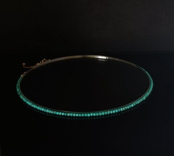 湖北原礦綠松石  3mm  14K GF 頸鍊 ( HKA7001 )