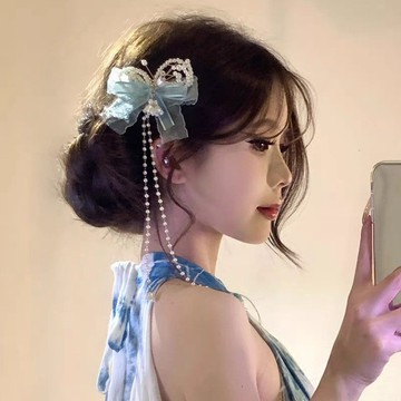🔥品質保障🔥浪漫來襲~新款清冷感甜美蝴蝶結流蘇髮夾溫柔少女心僊氣髮飾