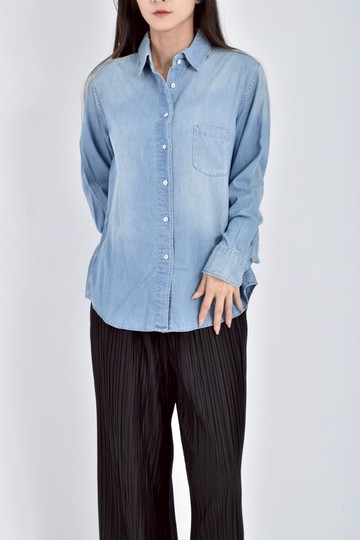 (M) uniqlo丹寧牛仔棉質純棉藍色長袖上衣