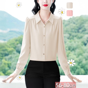 翻領肩壓褶排釦襯衫(2色) L-3XL【826132X】【現+預】☆流行前線☆