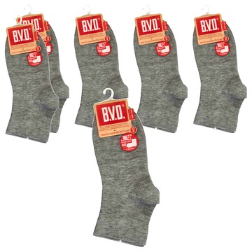B.V.D. 寬口直角短襪 中灰 6雙入  22~25cm