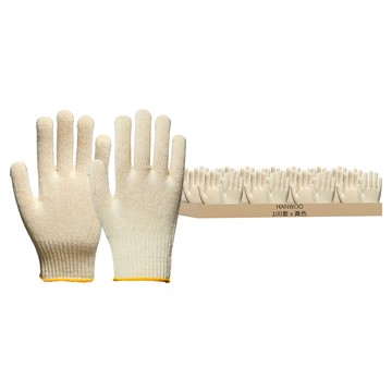 HANWOO 40克棉質工作手套 (雙手) 套組  象牙白  黃色  100套