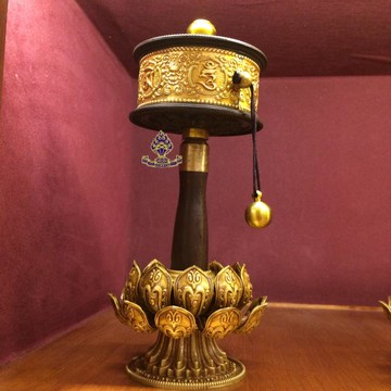 新品 精美純銅六字真言手搖轉經輪 轉經筒 轉動順暢 靜音型1入