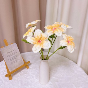 手作鉤織南洋風情單枝雞蛋花擺飾