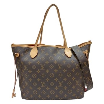 LOUIS VUITTON LV 路易威登 棕色 原花帆布 Neverfull Bandouliere Inside Out MM 兩用包 【二手名牌BRAND OFF】