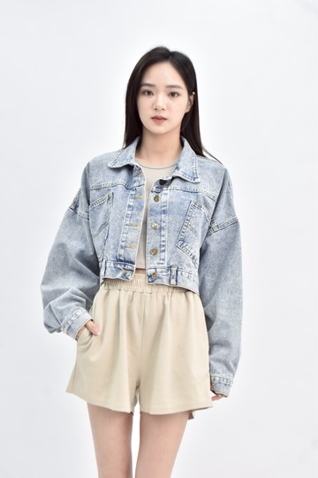 【加購優惠】(XL) fashion 牛仔短版長袖藍色外套