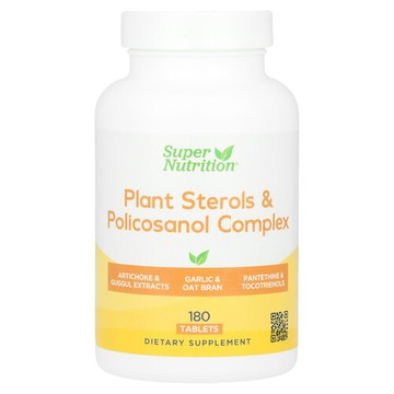 Super Nutrition, 植物固醇和普利醇複合物，含葉酸、古伽樹脂提取物、大豆胚芽提取物和燕麥麩皮，180 片