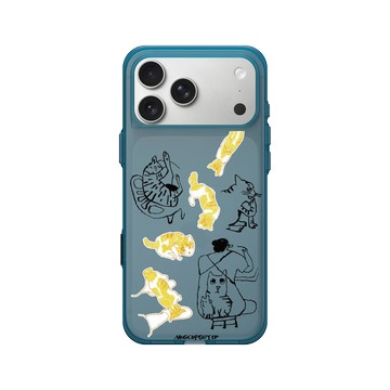 iPhone 17 Pro Max Clear (相機按鈕) 夜幕藍 - MUG CUP GUY - 貓咪