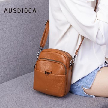 AUSDIOCA/澳迪佳真皮女包斜挎包2025新款手機包多隔層質感單肩包