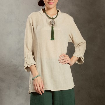 古典美 皺皺布上衣【67041】/茶禪服/棉麻/中國風
