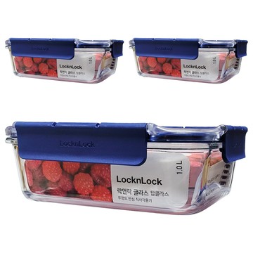 LocknLock 樂扣樂扣 頂級透明耐熱玻璃保鮮盒  3個  3 個容器 + 3 個蓋子