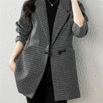 【米蘭精品】風衣外套秋冬大衣-通勤輪廓小香風中長款女外套深灰色74is27