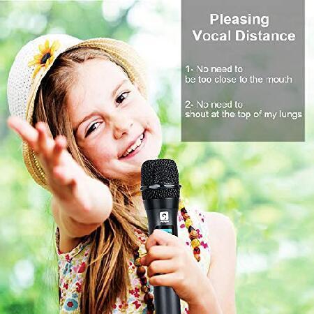 UHF Wireless Microphone System, Vangoa Professional Dual Channel Handheld Dynamic Mic Set, 328ft, High Sensitive Mic System for Karaoke,（並行輸入品）