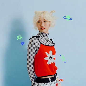 小花生氣了 | 撞色邊細肩綁帶針織背心(紅)