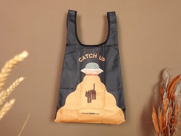 防潑水 可收納 環保購物袋 - 喵星人 CATCH UP