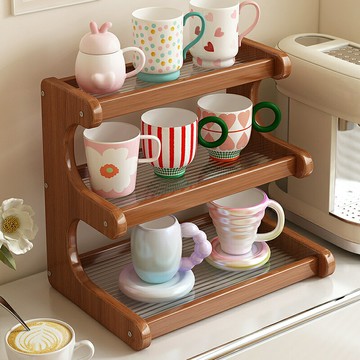 【含稅/免運】 桌面水杯架子置物架新中式博古架多層茶具茶壺收納擺放架儲物