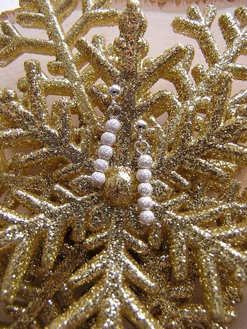 925純銀冬夜閃亮短耳環- 自家設計及手工製