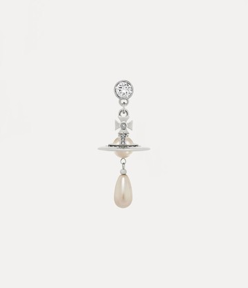 Vivienne Westwood Man. Pearl Drop Single Earring Silver Cubic Zirconia / Pearls Men