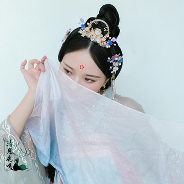 清月鹿鳴原創莊周夢蝶古風百搭發冠漢服發飾套裝復古頭飾古裝頭冠