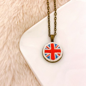 【英國國旗】手工刺繡項鍊 *生日 交換禮物*