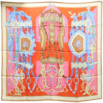 HERMES 愛馬仕 紅色 Brides et Destin 絲綢 絲巾 90x90 【二手名牌BRAND OFF】
