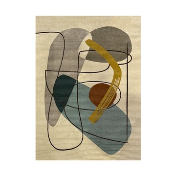 芮妮地毯-200x290cm (客廳地毯 大地毯 短毛地毯 吸音 抗汙 防潑水 現代風 抽象風) 無