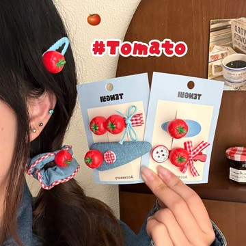 🔥台灣現貨🔥甜美西紅柿系列髮夾 卡通髮夾 邊夾 髮夾 卡通公仔 少女 頭飾 可愛 髮飾 劉海夾 側邊夾 兒童髮夾