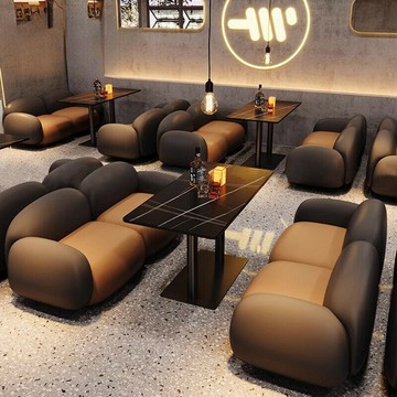 免運沙發 咖啡廳奶茶店卡座沙發 桌椅組合 西餐廳清吧KTV雙人位洽談接待沙發組合