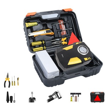 12V車用充氣泵+應急補胎工具套裝 適用於12V汽車輪胎/機車/腳踏車/球類/橡皮艇/沙灘浮床/充氣玩具等等 包含充氣