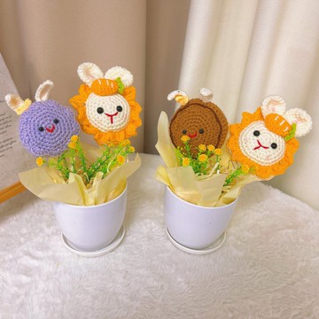 帶LED燈的手工鉤針花盆