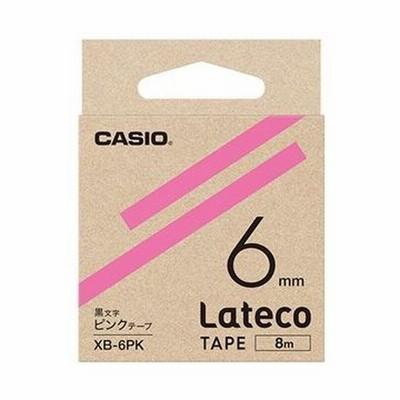 （まとめ）カシオ ラテコ 詰替用テープ6mm×8m ピンク/黒文字 XB-6PK 1セット（5個）〔×3セット〕[21]