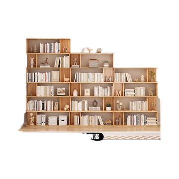 落地書櫃 書架落地客廳置物架一體靠墻自由組合現代簡約家用學生小書柜 最低價 快速出貨