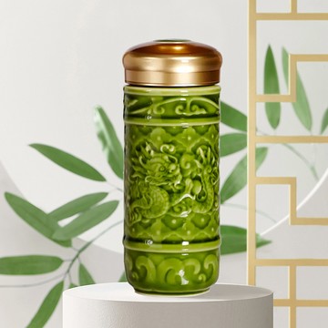 乾唐軒活瓷 | 飛躍祥龍隨身杯 / 大 / 雙層 / 4色 350ml