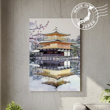 日本製帆布畫・金閣寺、京都・日本風景・送禮、擺設、裝飾