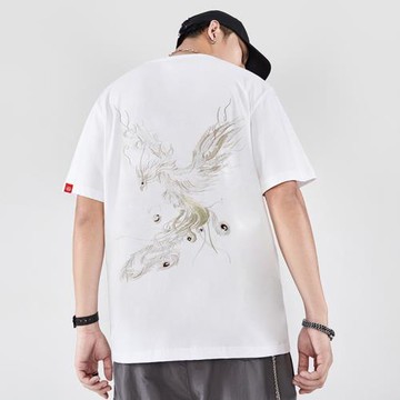 Chinese style phoenix embroidery T-shirt中國風鳳凰刺繡T恤男