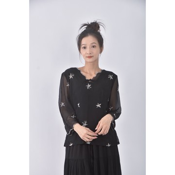 (S) lan ling黑色長袖上衣二手衣