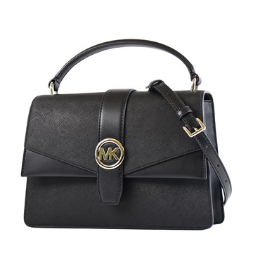 MICHAEL KORS GREENWICH 十字紋防刮手提/斜背二用包-銀釦黑/中
