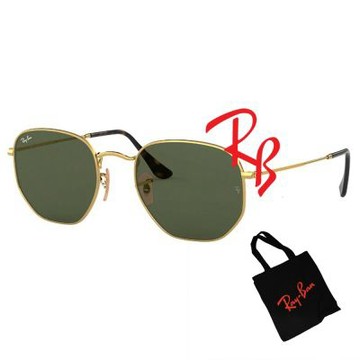 【RayBan 雷朋】時尚多邊形太陽眼鏡 RB3548N 001 54mm 金框G15經典墨綠色鏡片 公司貨(贈RAYBAN眼鏡掛袋)