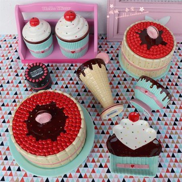 馬卡龍蛋糕餐具套裝 出口尾單 手繪陶瓷碗杯子密封罐餅干罐 盤子