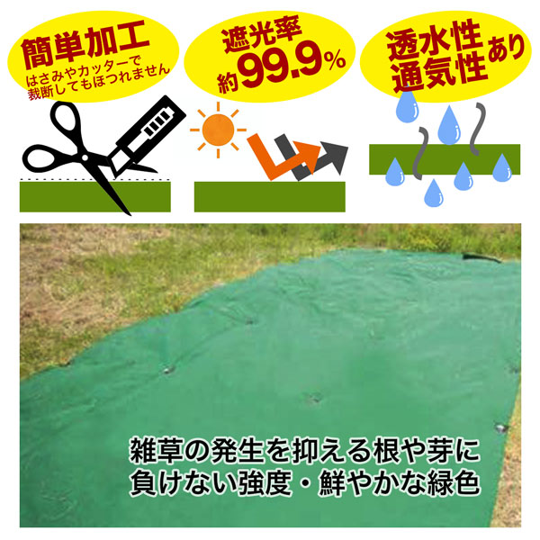 防草シート ストロングマット 1m×20m 2本セット 超厚手3ｍｍ グリーン 日本製 耐用年数約15年 強力雑草よけ 雑草対策 雑草防止