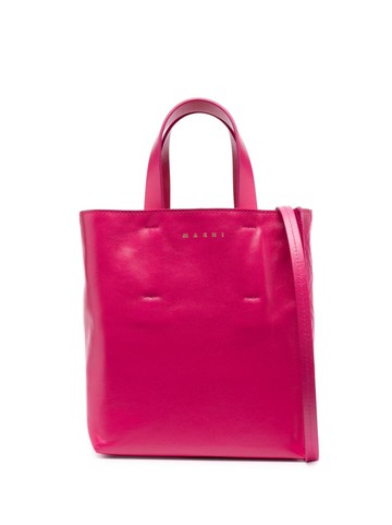 Marni - Museo leather tote bag - women - Zinc/Aluminium/Calf Leather/Cotton/Copper/Brass - One Size - Pink