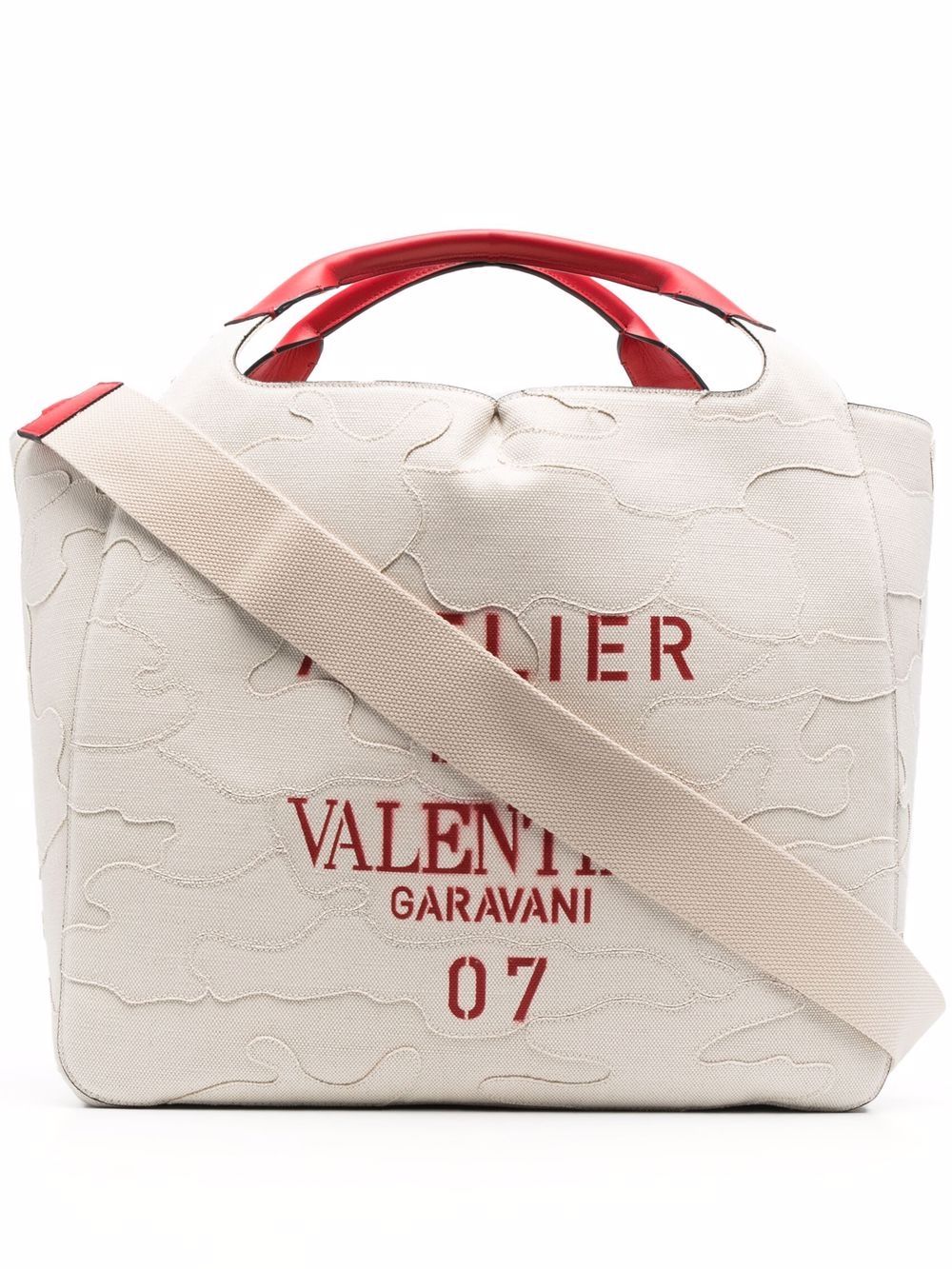 Valentino Garavani - 07 Camouflage Edition Atelier tote bag - women - Linen/Flax/Cotton/Lamb Skin - One Size - Neutrals