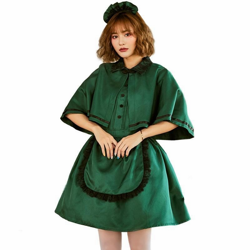 クリスマス ハロウィン コスプレ 洋館メイド メイド服 緑 ワンピース 仮装 大人 コスチューム コスプレ衣装 大きいサイズ ゴスロリ ロリータ ウェイトレス 通販 Lineポイント最大get Lineショッピング