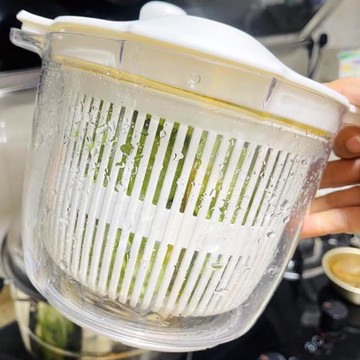 日式沙拉蔬菜脫水器廚房家用洗菜甩菜盆水果瀝水籃手搖旋轉甩干機