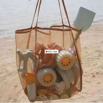 可開發票☆【臺灣精品】💕2026新款包包收納袋網紗單肩挎包時尚輕便大容量百搭購物袋沙灘包