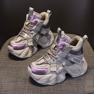 2025秋季新款老爹鞋厚底內增高8cm網紅同款休閑百搭時尚風系帶女