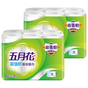 五月花 超強韌廚房紙巾 60張  6捲  2袋