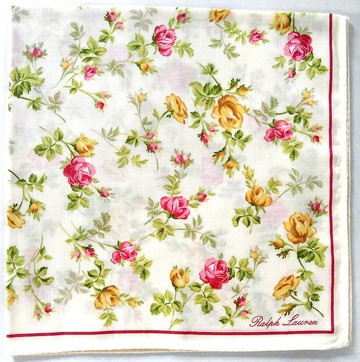 Ralph Lauren 復古手帕 玫瑰花卉印花 20 x 20 英吋