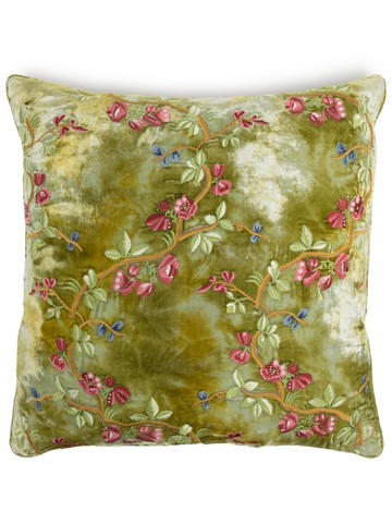 Anke Drechsel - floral-embroidered silk-velvet cushion - unisex - Silk Velvet - One Size - Green